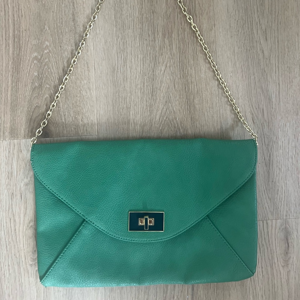 Banana Republic Green Clutch with Chain Strap